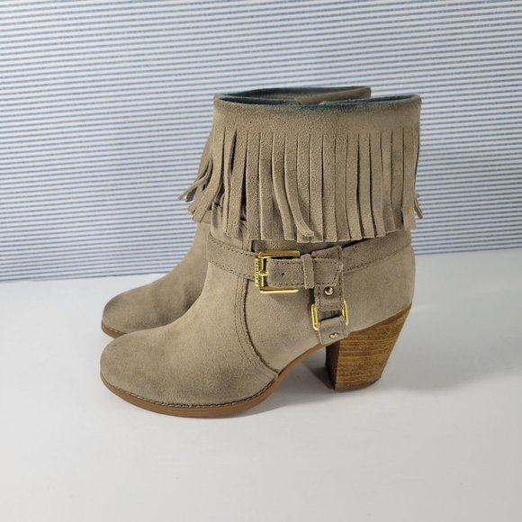 Ralph Lauren Mara Brown Suede Fringe Seamed Ankle Bootie Women's Size 6B - Picture 3 of 12